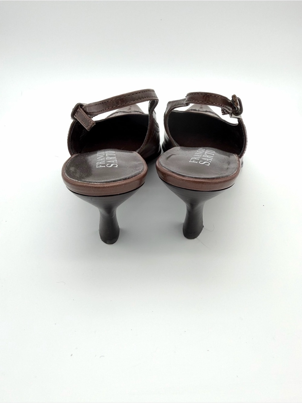 Franco Sarto Brown Leather Wingtip Slingback Pumps – Size 7M - Picture 7 of 10